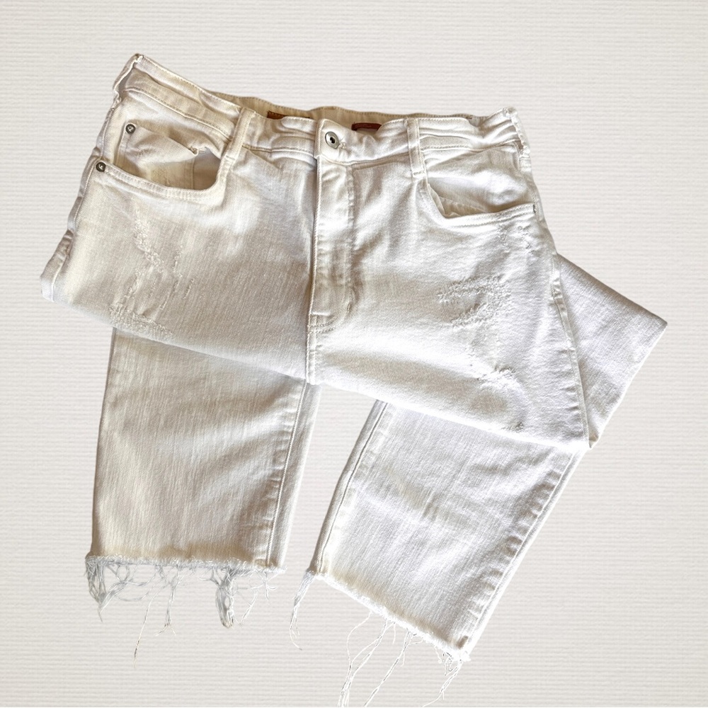 Anthropologie, Pilcro The Borrowed Boyfriend, Relaxed Fit, White Jeans, Size 31